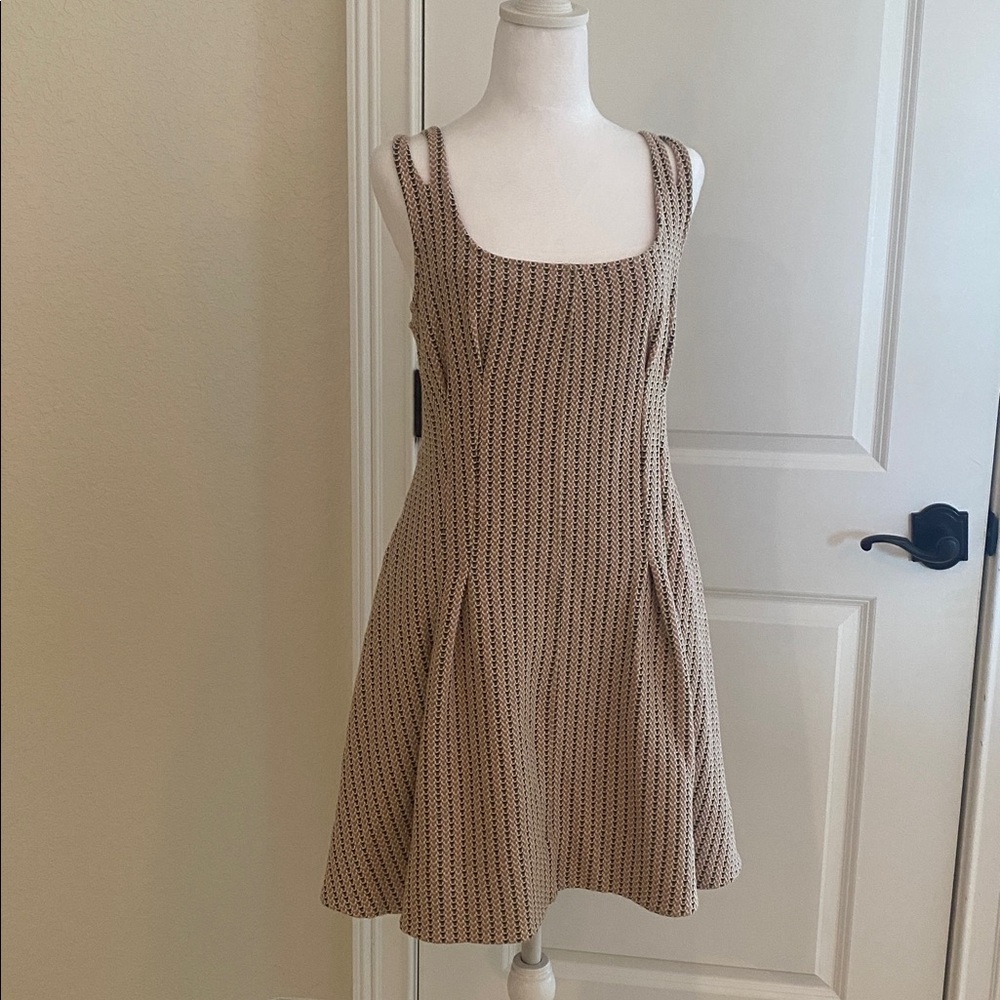 Anthropologie Beige and Black Mini Dress